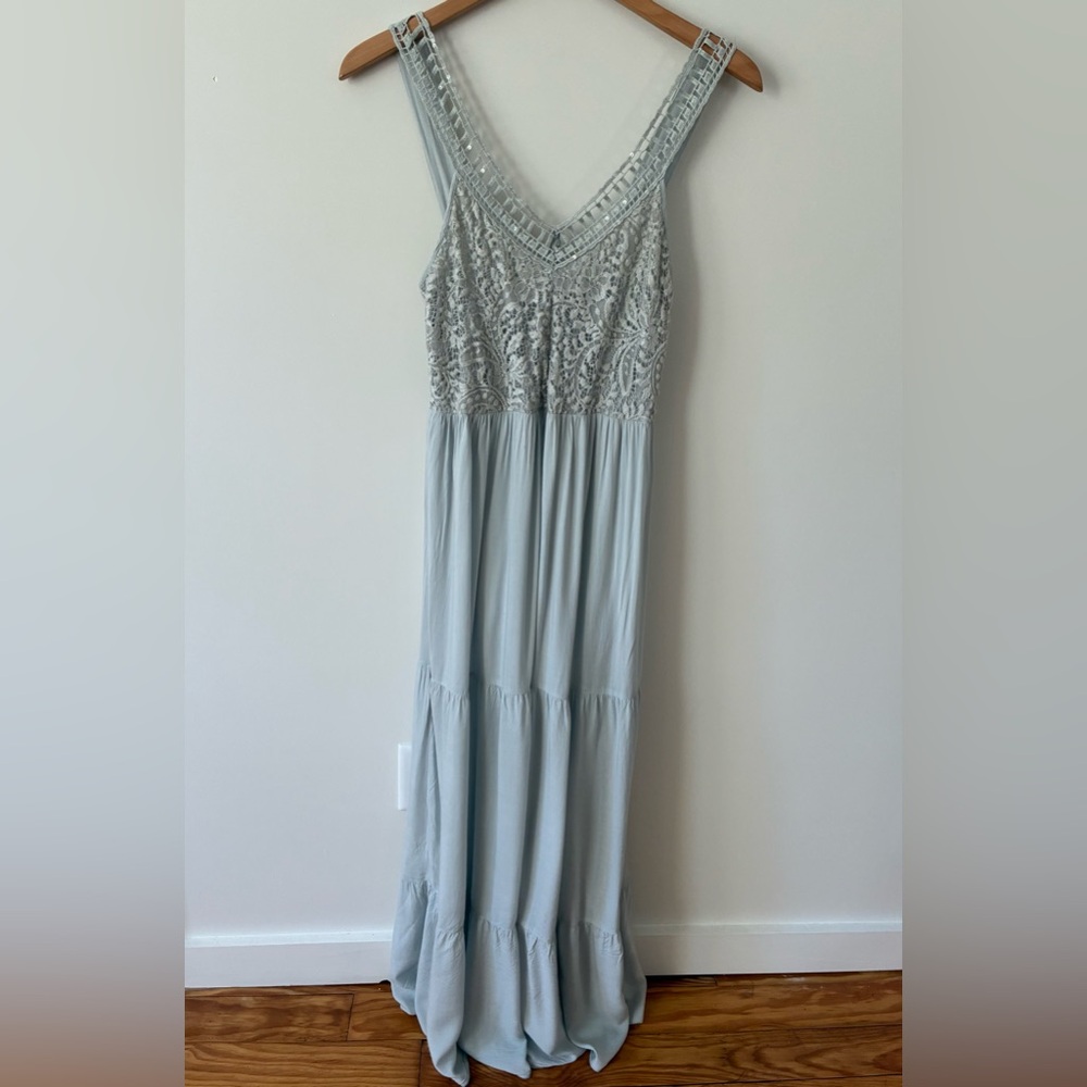 Sundance Lacy Sequin Flowy Tiered Maxi Dress Size S